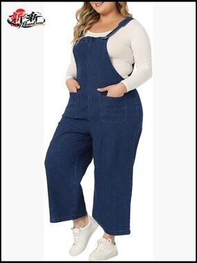 Denim Bib Overalls with Adjustable Straps and Pockets